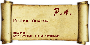 Priher Andrea névjegykártya